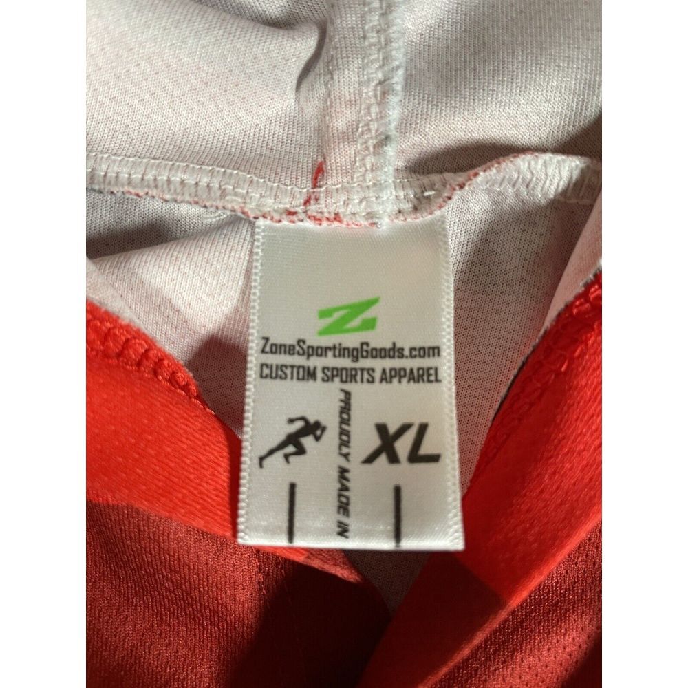 Men's XL Light Wt Red Striped Ludicrous Hooded Long Sleeved Shirt Smiling Dog - Picture 8 of 10